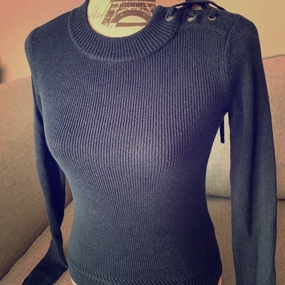 NWT AllSaints Black Lace Tie Sweater 2 - Picture 3 of 8